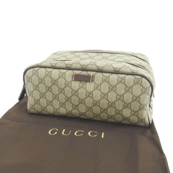 Gucci Pouch Bag G logos Beige Brown Woman Authentic Used - Picture 1 of 6